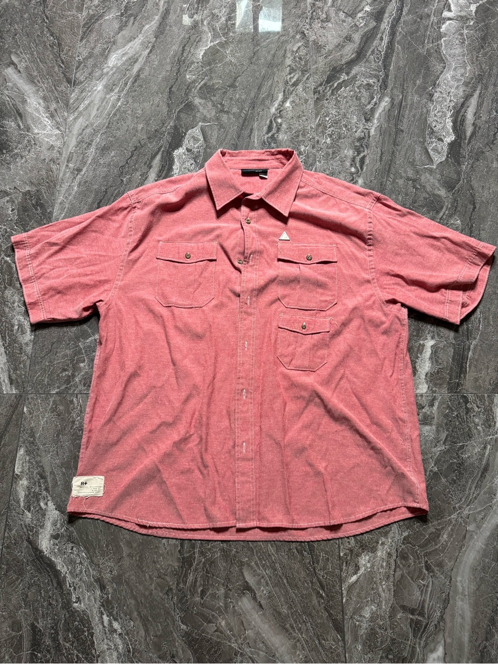 Vintage Rocawear Short Sleeve Shirt Mens 3XL Pink Y2K Cargo Tactical Suede